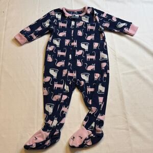 Carter's Footie Pajamas Navy Blue with Kitty Cats Size 6M